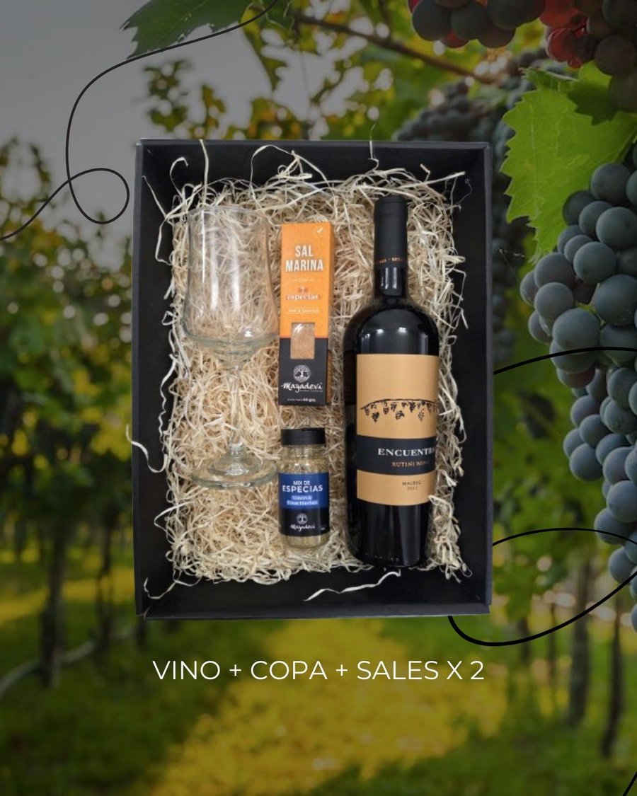 Box Vino + Copa + Sales x2