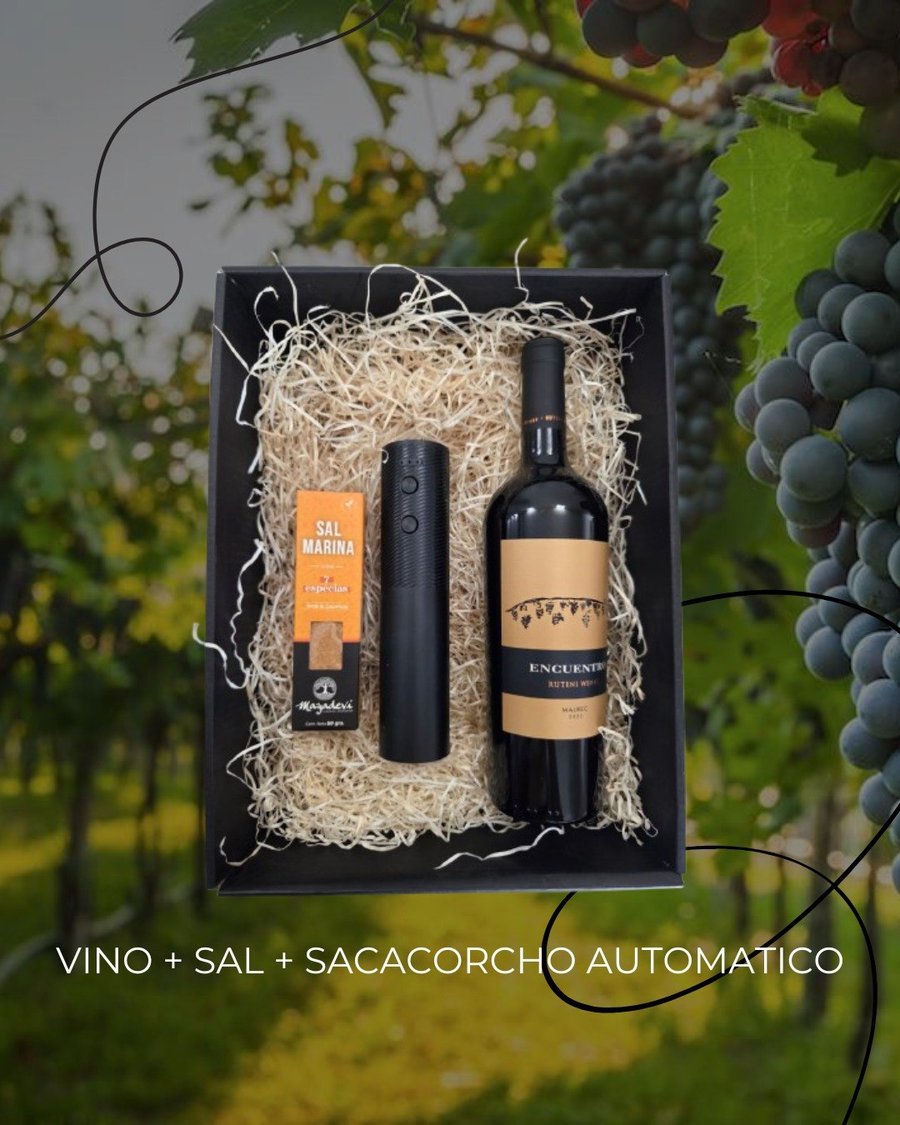 Box Vino + Sal + Sacacorcho Automático